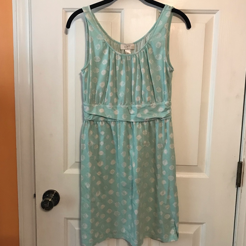 LOFT Mint Polka Dot sleeveless dress